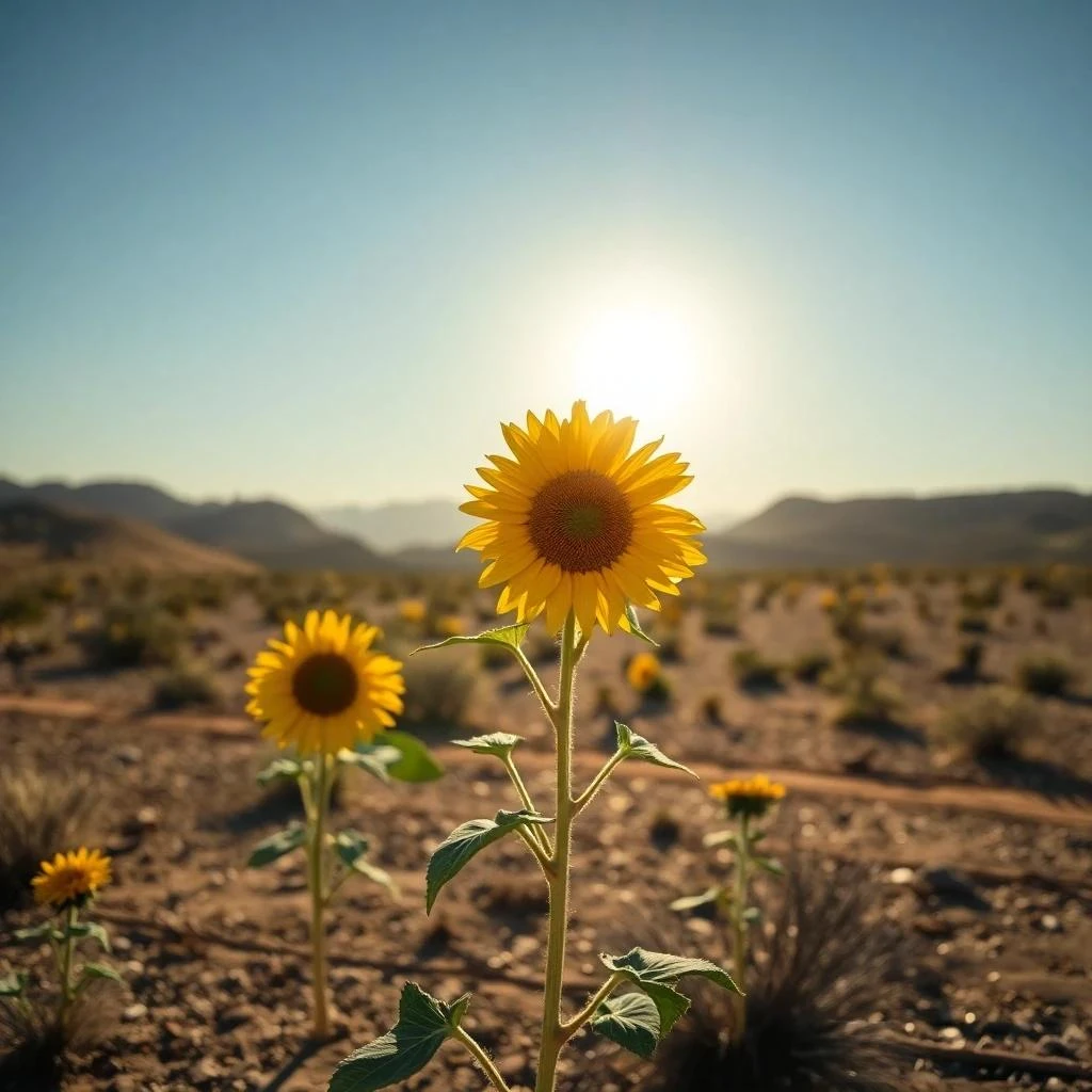 Čistá fotografie slunečnic po odstranění data pomocí AI