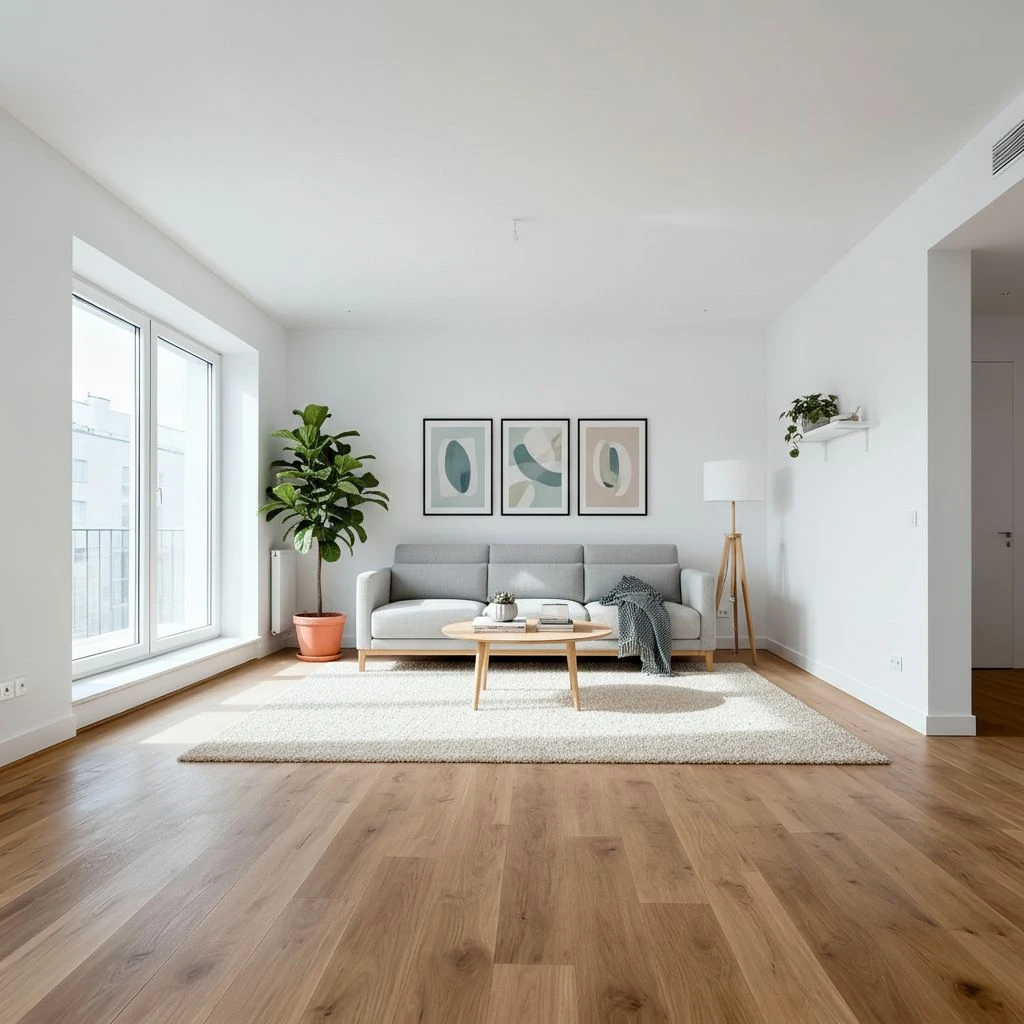 Prázdná místnost použitá jako referenční fotka pro AI editaci