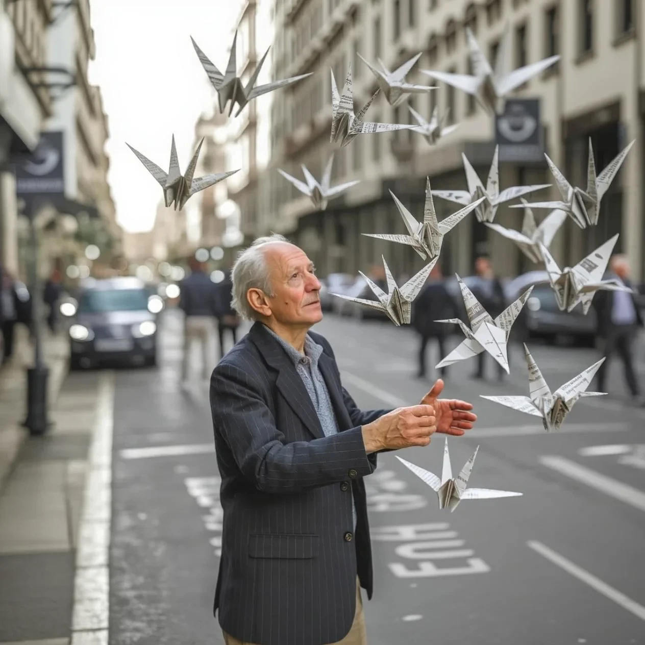 Stejná fotka rozšířená do čtverce pomocí AI outpaintingu s přirozeně doplněným okolím