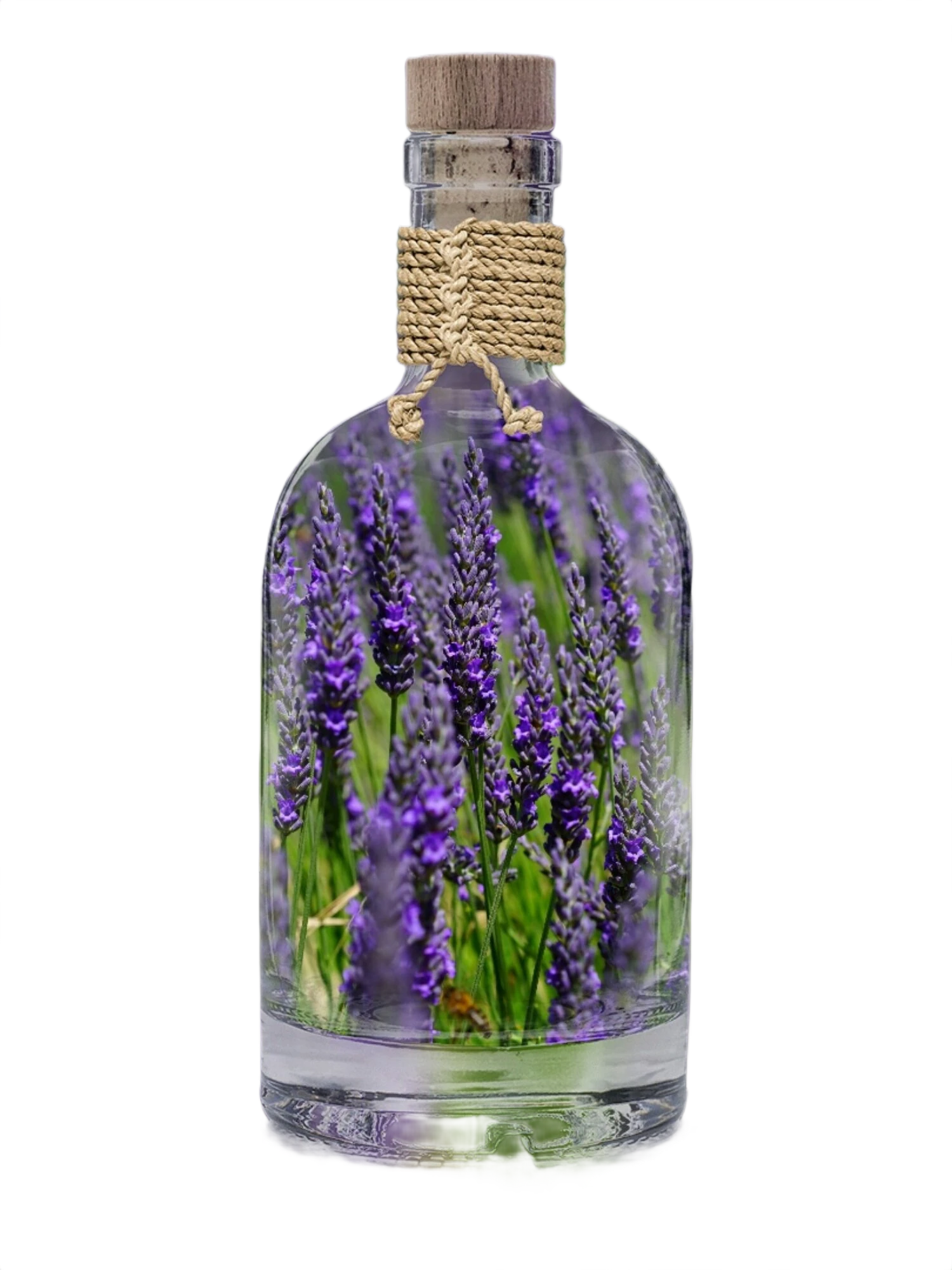 Skleněná lahev převedená do PNG s průhledným pozadím po čistém AI ořezu