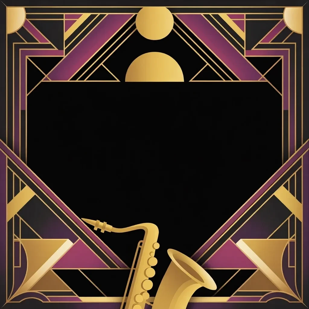 Čistý art deco plakát bez textu – připraven pro jiný název akce