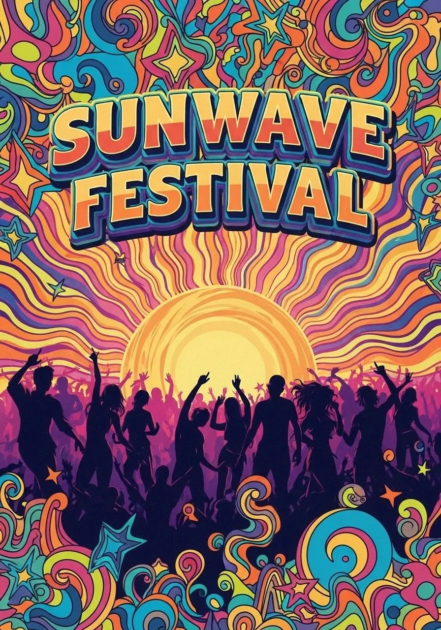 Čistý festivalový plakát s odstraněným textem díky umělé inteligenci