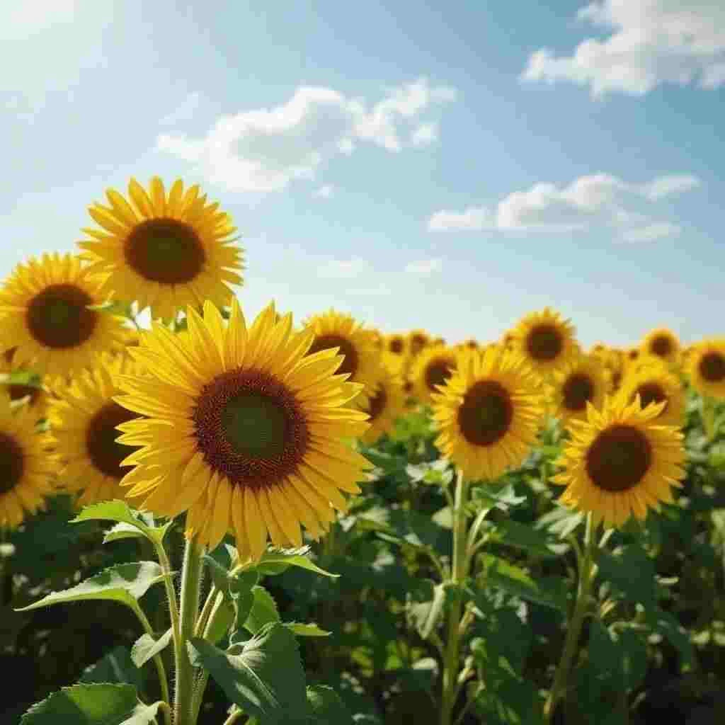 Fotografie slunečnic v nízkém rozlišení po komprimaci