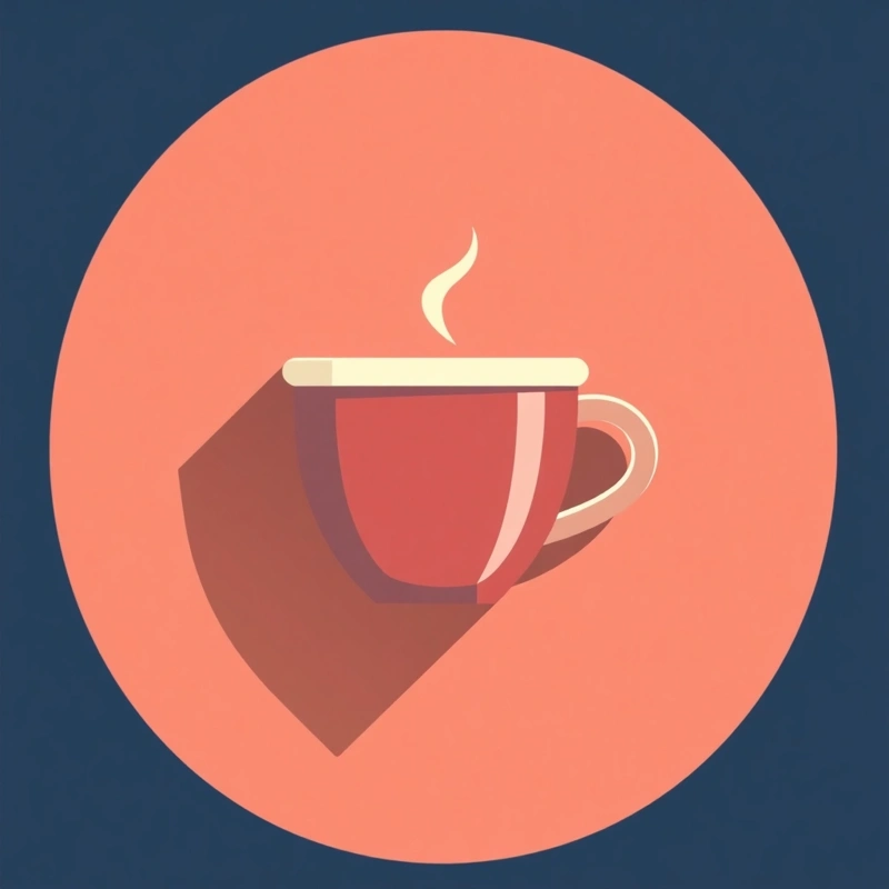 Ikona šálku kávy ve flat designu.