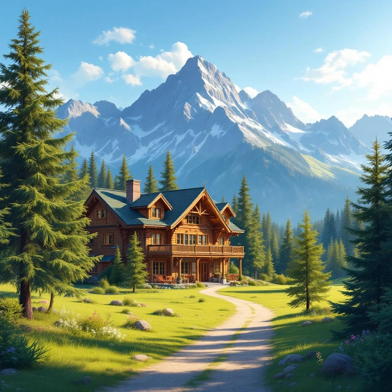 Berghotel im Sommer.