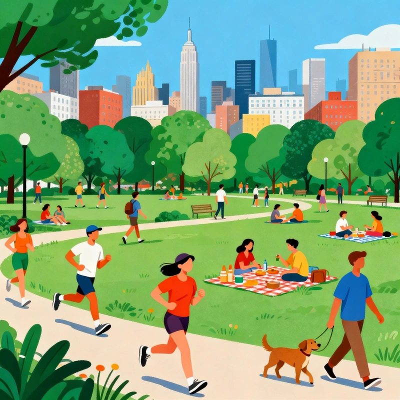 AI-generated illustration of people in a park