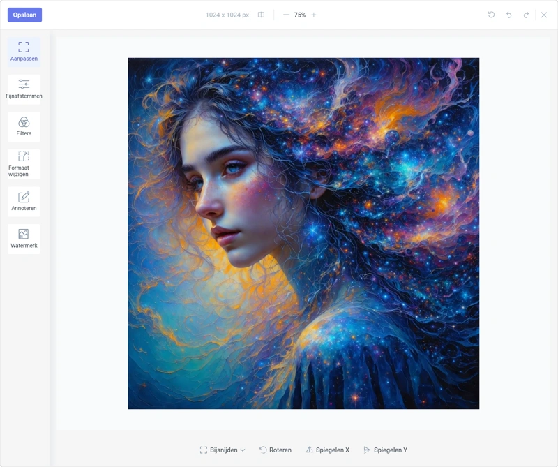 Gratis online foto-editor - interface