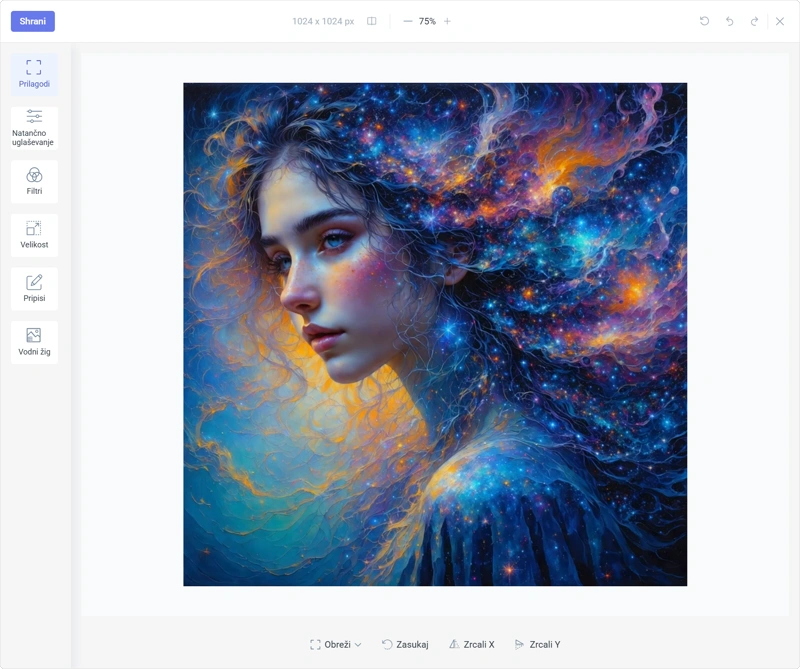 Brezplačen spletni urejevalnik fotografij - vmesnik